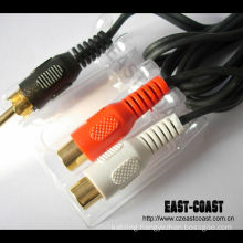 Gold 2 male to 1 female audio cable